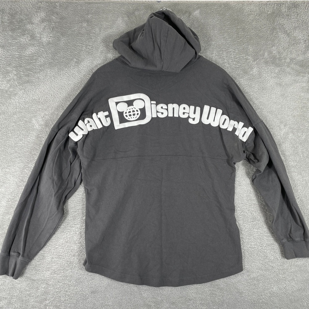 Disney Spirit Jersey Hoodie Womens Small Gray Walt Disney World Puff Print Logo
